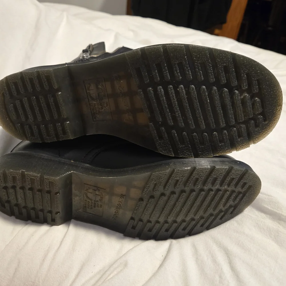 Dr. Martens Black Leather Moto Boots with Silver Zippers - Picture 5 of 8